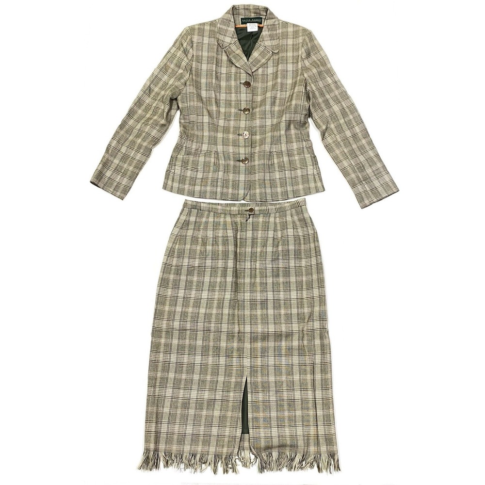 Vintage Harve Benard 8 100% Wool Plaid Blazer and size 10 Skirt Pendleton Wool
